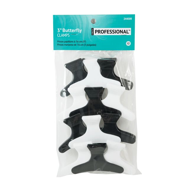 Salon Care Butterfly Clamp Black/White 12 Pack