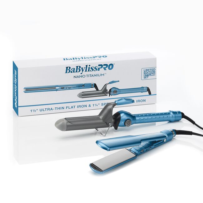 Nano Titanium 1.5 Inch Ultra Thin Flat Iron & 1.25 Inch Curling Iron Duo
