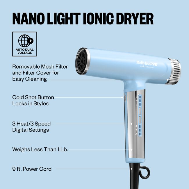 Iced Blue Nano Titanium Light Ionic Dryer