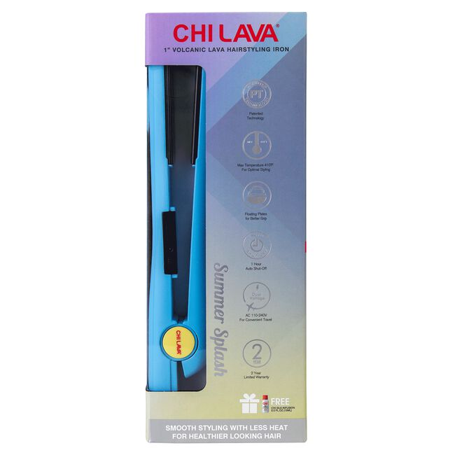 Summer Splash Light Blue Volcanic Lava 1 Inch Hairstyling Iron
