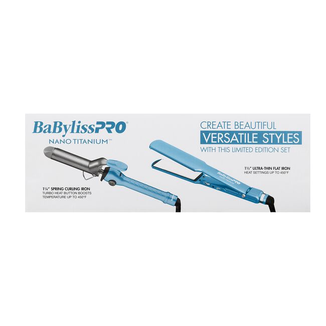 Nano Titanium 1.5 Inch Ultra Thin Flat Iron & 1.25 Inch Curling Iron Duo