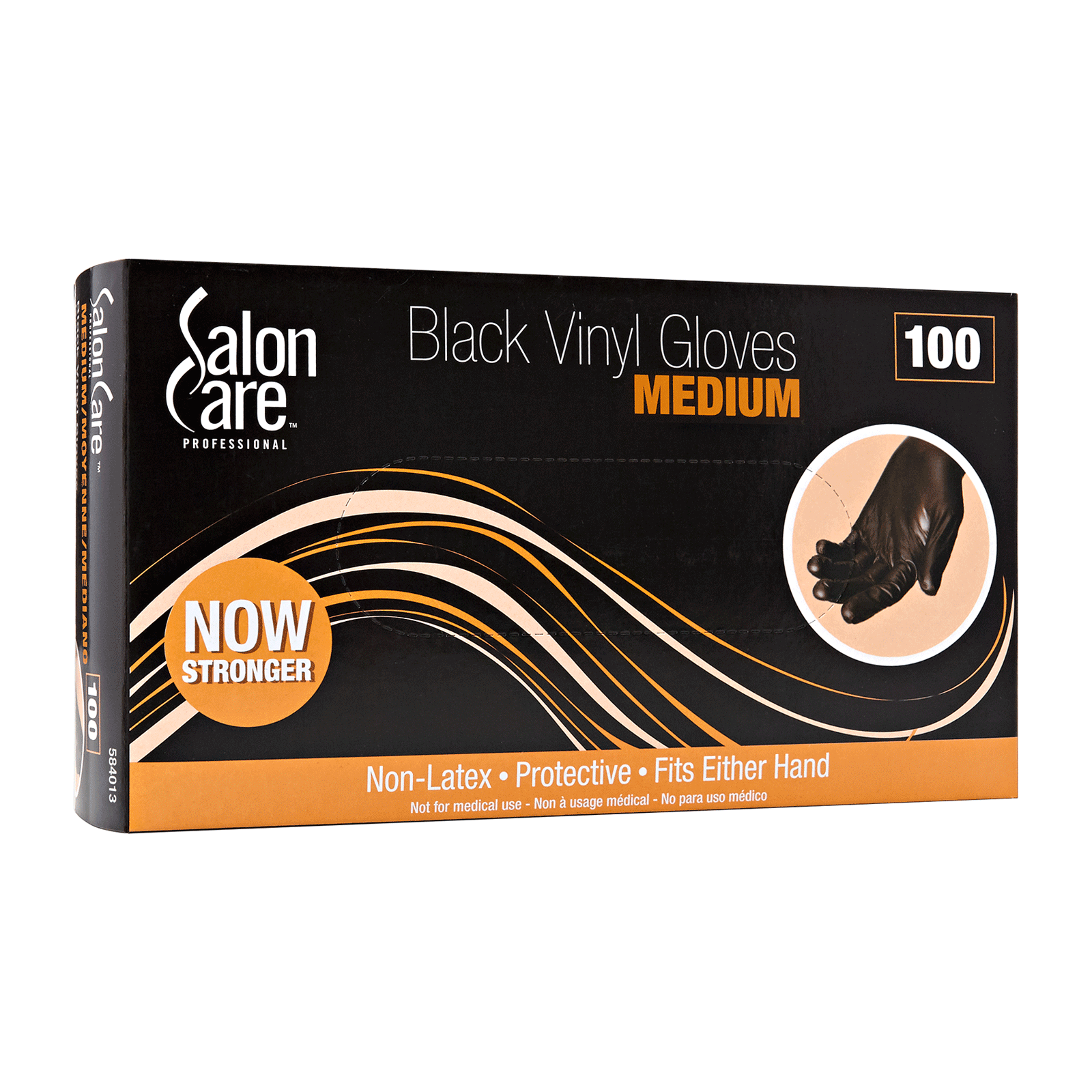 Salon Care Black Vinyl Gloves Medium 100 Count ProCare CosmoProf